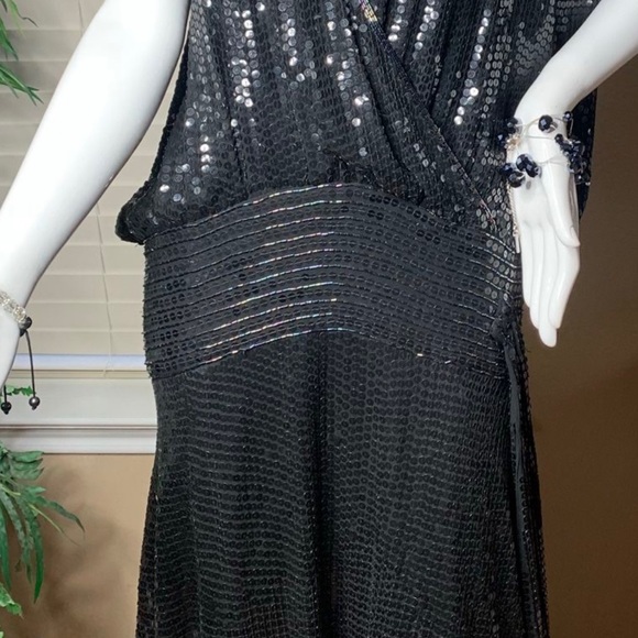 Black Sequence Dress 1920’s Style Size 8 - Picture 10 of 16